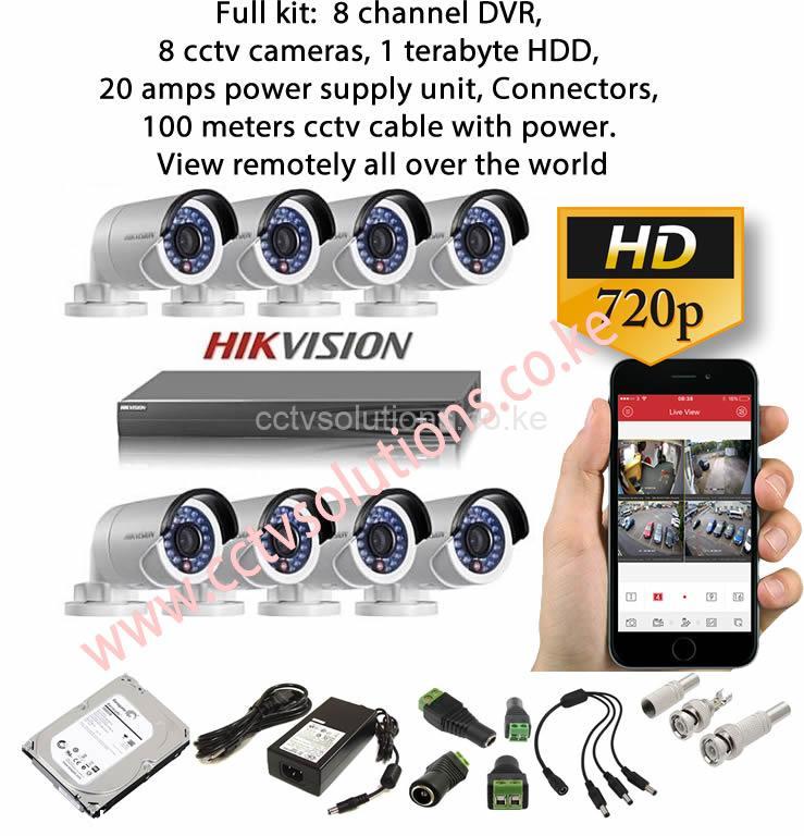 cctv cameras installation In Kenya 720p Hikvision 8 cameras kit CCTV
